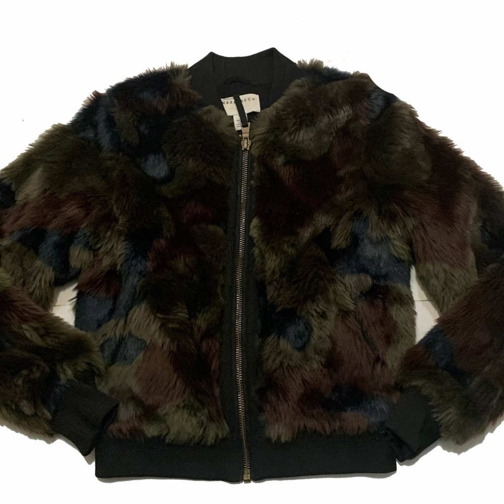 Marrakech Camo Faux Fur Bomber Jacket